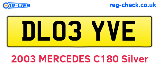 DL03YVE are the vehicle registration plates.