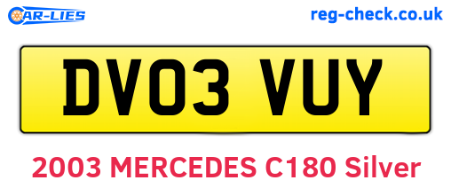 DV03VUY are the vehicle registration plates.