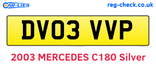 DV03VVP are the vehicle registration plates.