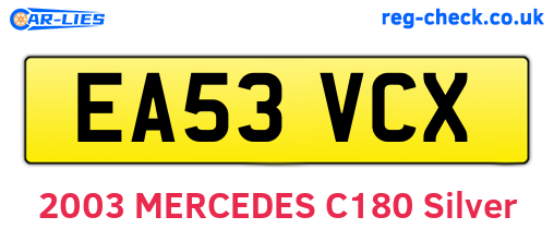 EA53VCX are the vehicle registration plates.