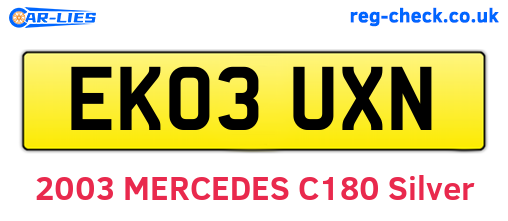 EK03UXN are the vehicle registration plates.