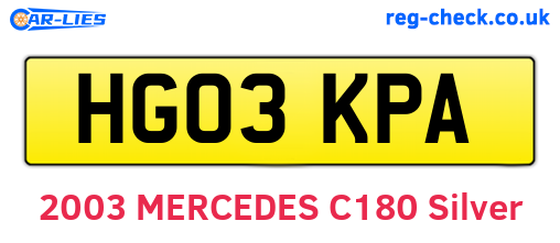 HG03KPA are the vehicle registration plates.