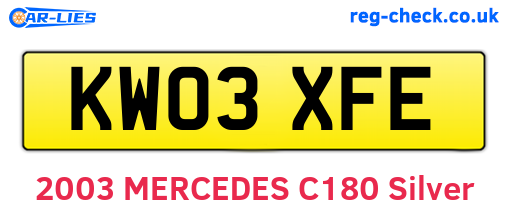 KW03XFE are the vehicle registration plates.