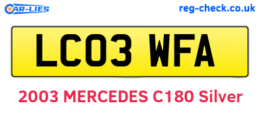 LC03WFA are the vehicle registration plates.