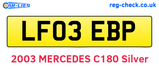 LF03EBP are the vehicle registration plates.
