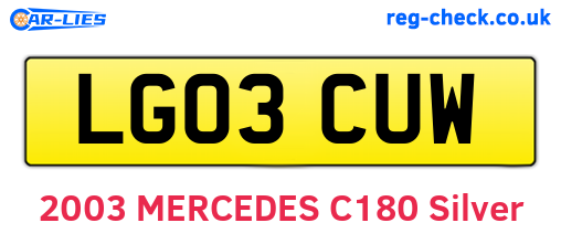 LG03CUW are the vehicle registration plates.