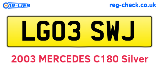 LG03SWJ are the vehicle registration plates.
