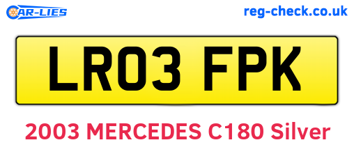 LR03FPK are the vehicle registration plates.