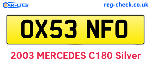 OX53NFO are the vehicle registration plates.