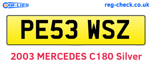 PE53WSZ are the vehicle registration plates.