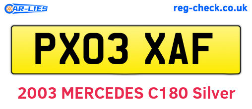 PX03XAF are the vehicle registration plates.