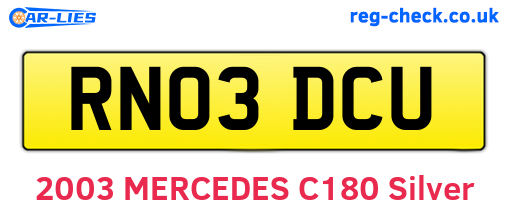RN03DCU are the vehicle registration plates.
