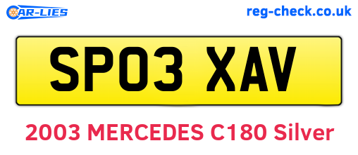 SP03XAV are the vehicle registration plates.