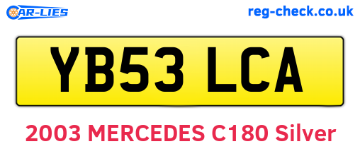 YB53LCA are the vehicle registration plates.