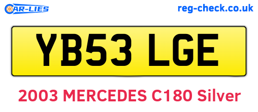 YB53LGE are the vehicle registration plates.