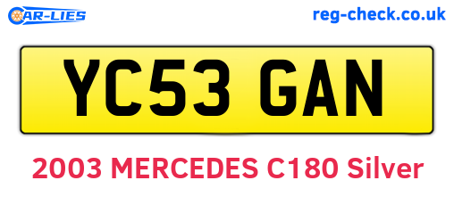 YC53GAN are the vehicle registration plates.