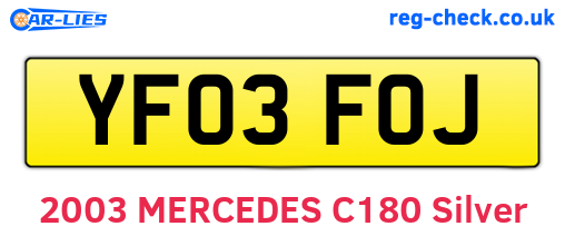 YF03FOJ are the vehicle registration plates.