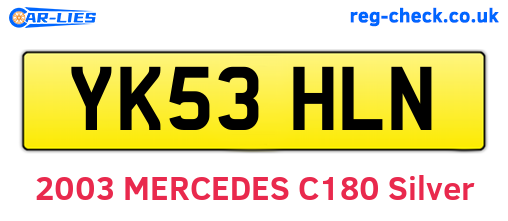 YK53HLN are the vehicle registration plates.