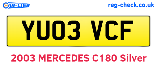 YU03VCF are the vehicle registration plates.