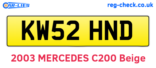 KW52HND are the vehicle registration plates.