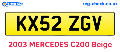 KX52ZGV are the vehicle registration plates.