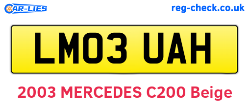 LM03UAH are the vehicle registration plates.