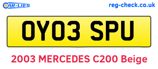 OY03SPU are the vehicle registration plates.