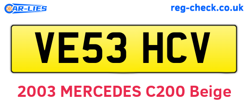 VE53HCV are the vehicle registration plates.