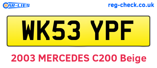 WK53YPF are the vehicle registration plates.