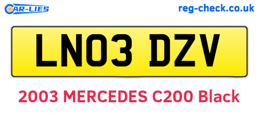 LN03DZV are the vehicle registration plates.