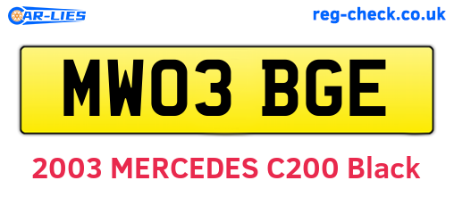 MW03BGE are the vehicle registration plates.