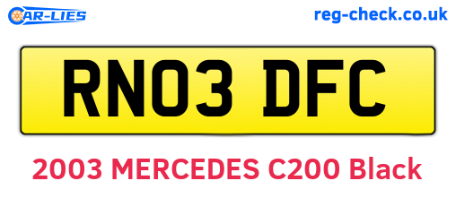 RN03DFC are the vehicle registration plates.