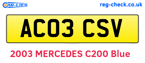 AC03CSV are the vehicle registration plates.