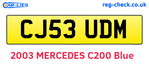 CJ53UDM are the vehicle registration plates.