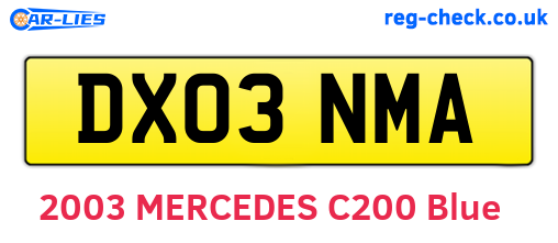 DX03NMA are the vehicle registration plates.