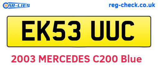 EK53UUC are the vehicle registration plates.