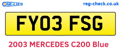 FY03FSG are the vehicle registration plates.