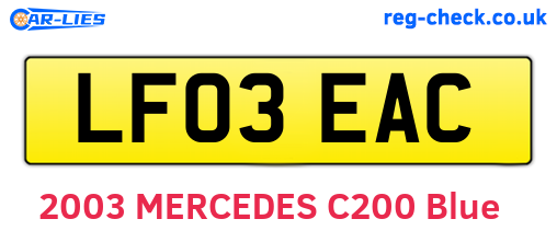 LF03EAC are the vehicle registration plates.