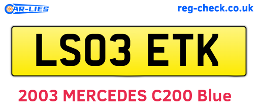 LS03ETK are the vehicle registration plates.
