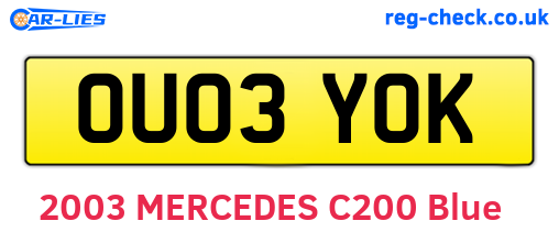 OU03YOK are the vehicle registration plates.