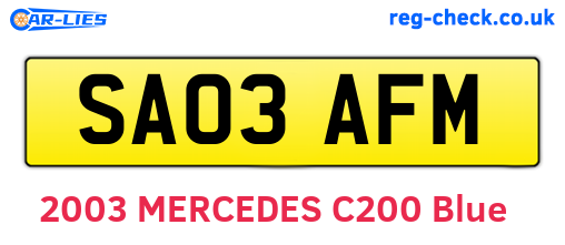 SA03AFM are the vehicle registration plates.