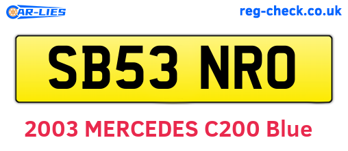 SB53NRO are the vehicle registration plates.