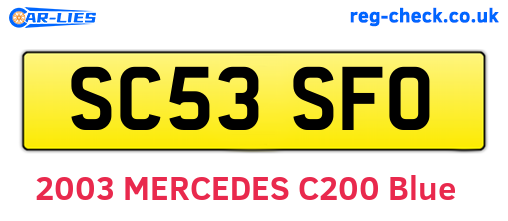 SC53SFO are the vehicle registration plates.