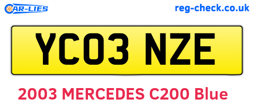 YC03NZE are the vehicle registration plates.