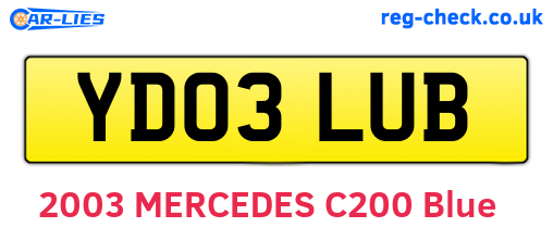 YD03LUB are the vehicle registration plates.