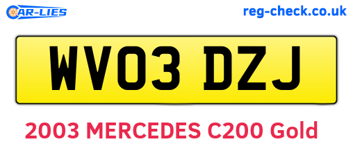 WV03DZJ are the vehicle registration plates.