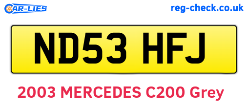 ND53HFJ are the vehicle registration plates.