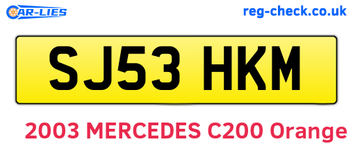 SJ53HKM are the vehicle registration plates.