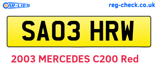 SA03HRW are the vehicle registration plates.
