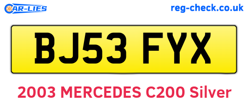 BJ53FYX are the vehicle registration plates.